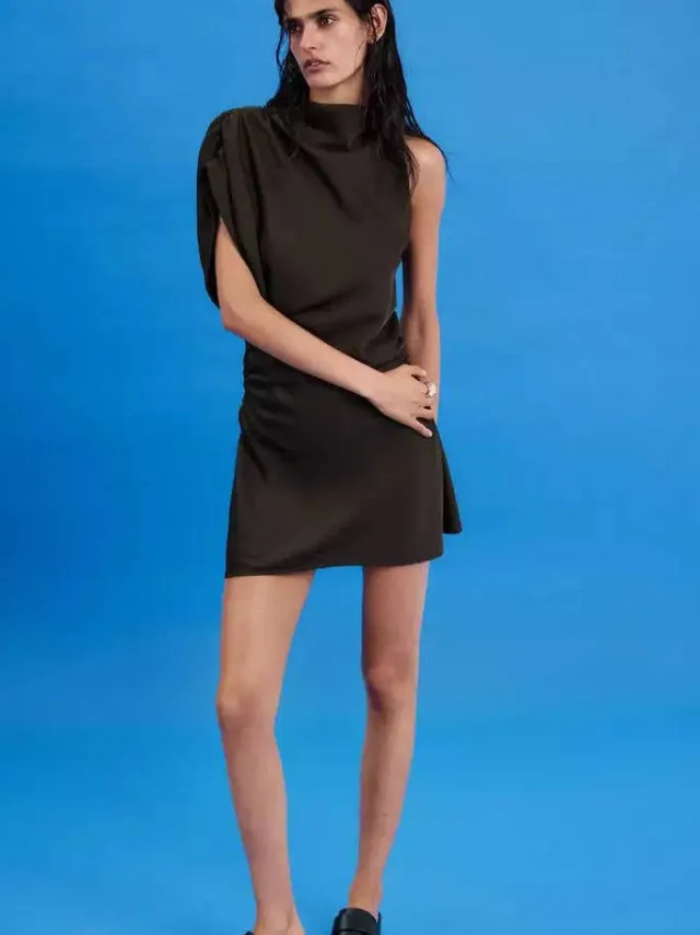 Mango korte jurk - bruin