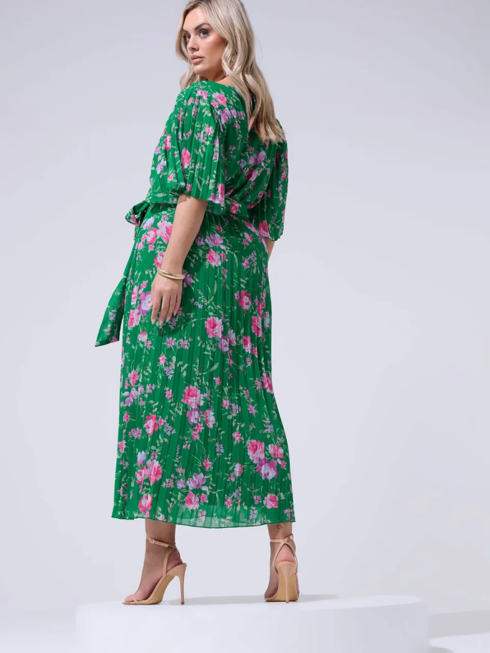 Yours London Groene Geplooide Maxijurk Met Bloemenprint, foto 3