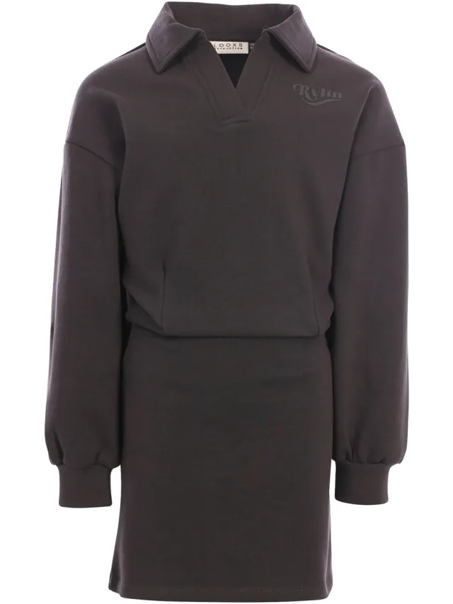 LOOXS REVOLUTION LOOXS 10sixteen Meisjes jurk - Maat 170/176 in de kleur antraciet van 94 % Cotton 6% Elastane - 2632-5857-094