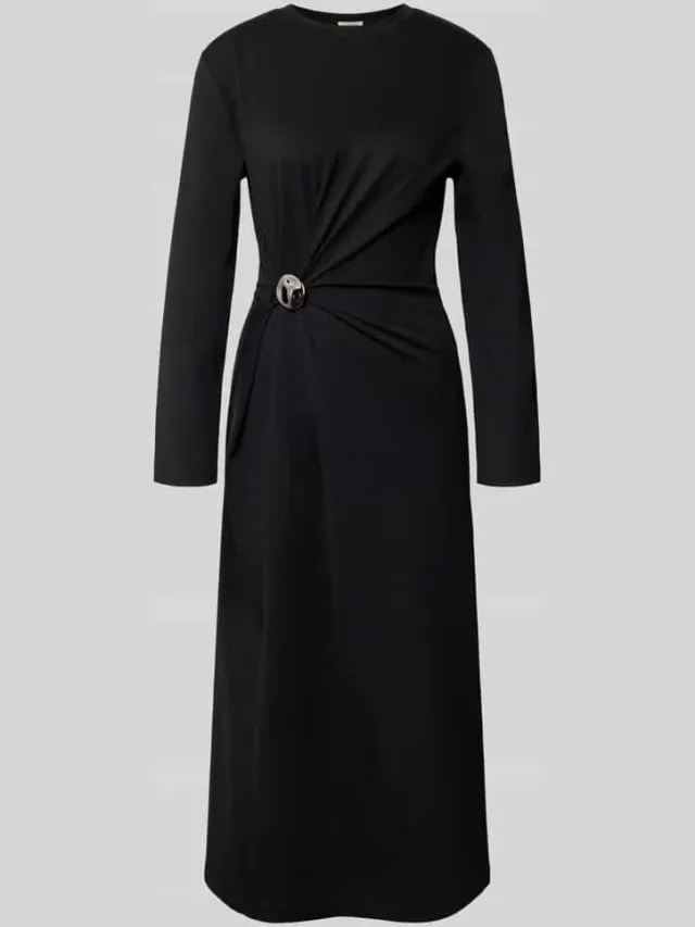 drykorn Midi-jurk met drapering model 'CAMESSIA' zwart, foto 2