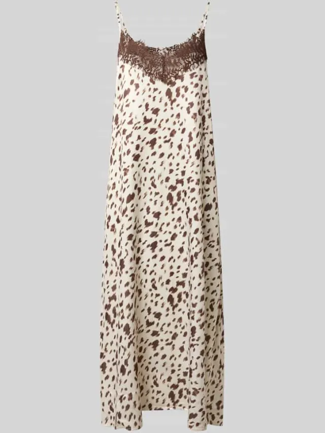 OH APRIL relaxed fit midi-jurk met kant middenbruin, foto 2