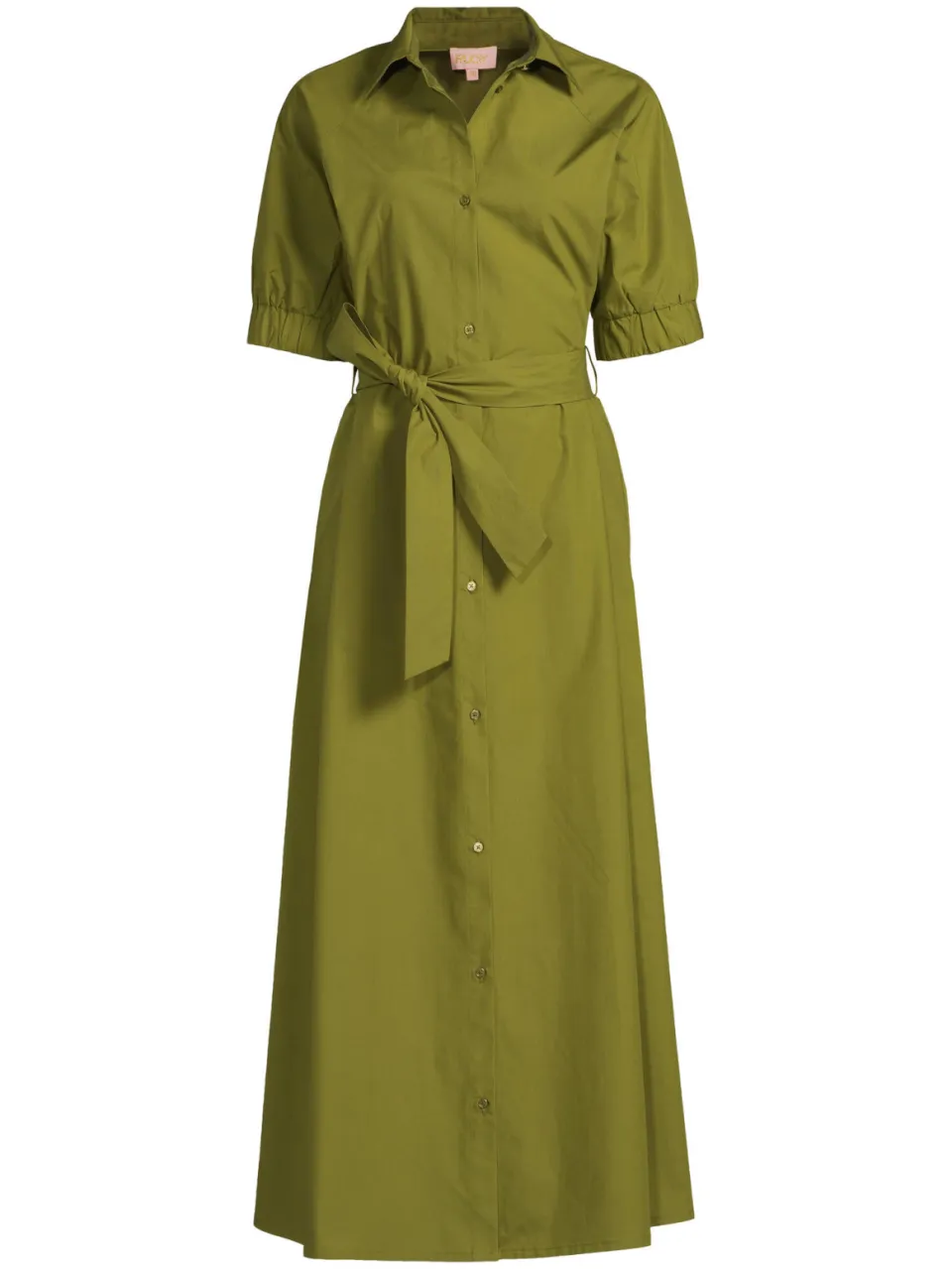 Ruby poplin maxi overhemd jurk olijfgroen, foto 2