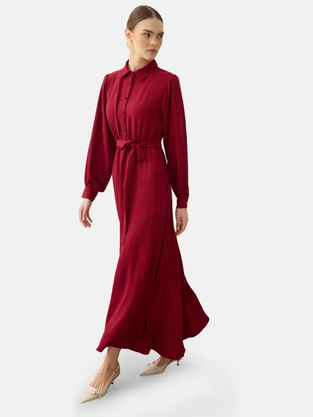 Refka Modest Dress Refka Bordeauxrood