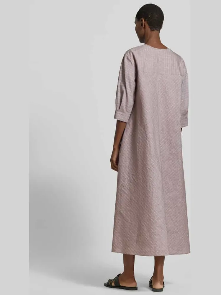 Max Mara Midi-jurk van mix van katoen en linnen met 3/4-mouw, foto 3