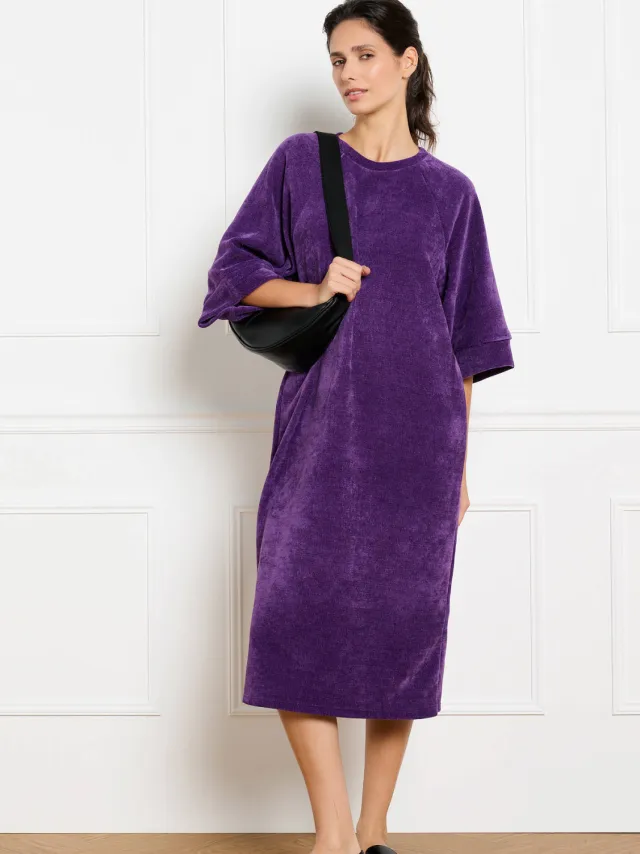LOLALIZA corduroy midi jurk - paars