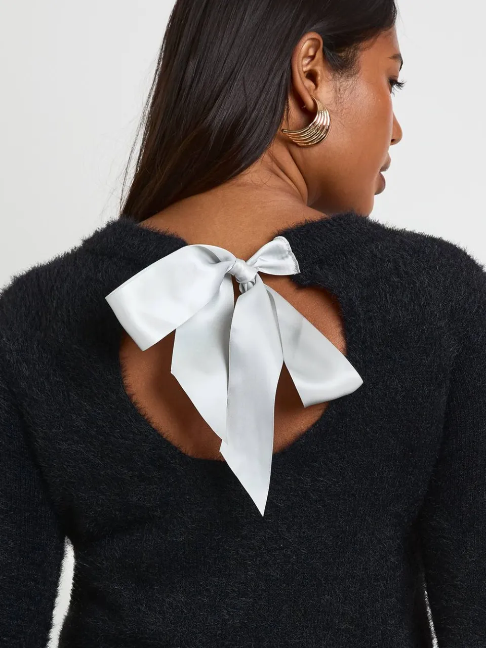 boohoo Dames Plus Strik Rugdetail Super Zachte Gebreide Jurk zwart, foto 4
