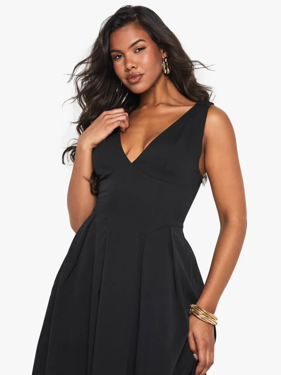 boohoo Dames Gestructureerde Skater Maxi-Jurk zwart, foto 2