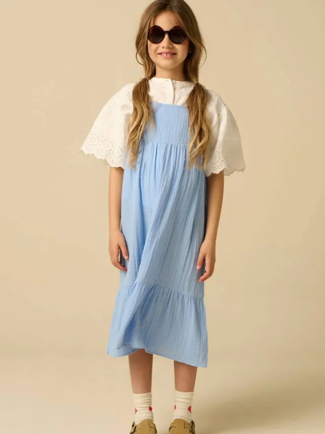 Sissy-Boy maxi zomerjurk met plooien - lichtblauw