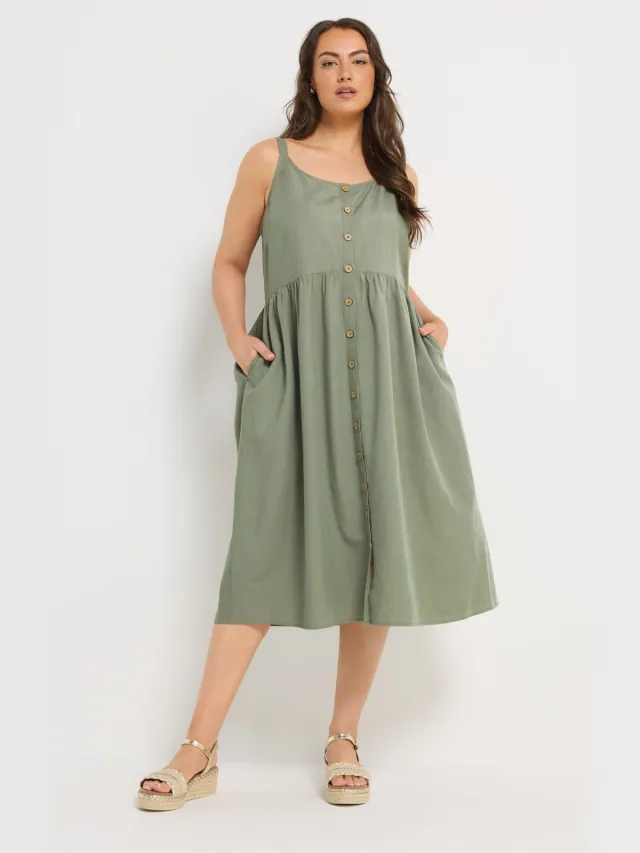 Yours Groene Linnen Sundress Green