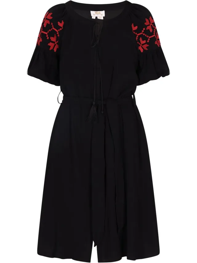Usha Jurk zwart/rood