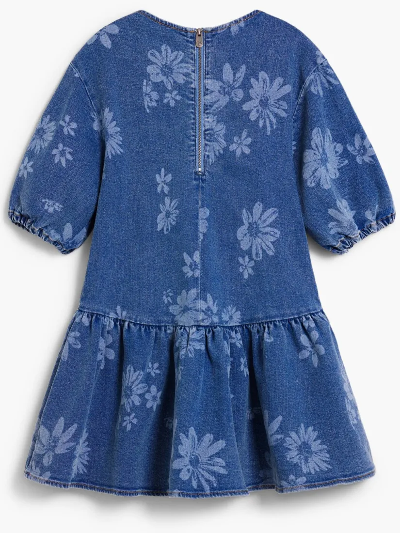 Desigual denim gebloemde A-lijn jurk medium blue denim, foto 4