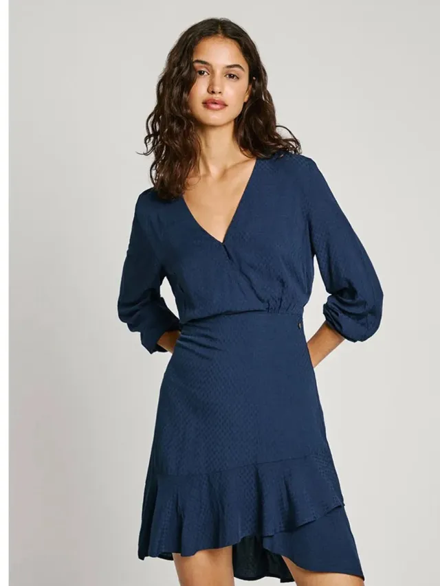 Pepe Jeans Kendall Korte Jurk Met Lange Mouwen Blauw M Vrouw Dulwich Blue