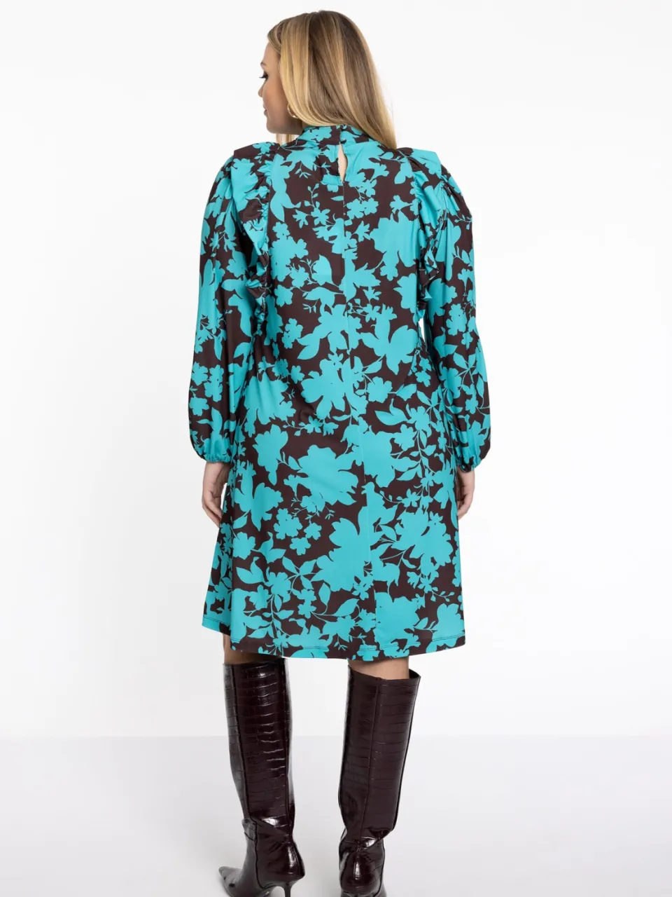 Yoek Jurk A-lijn JONES | Turquoise, foto 3