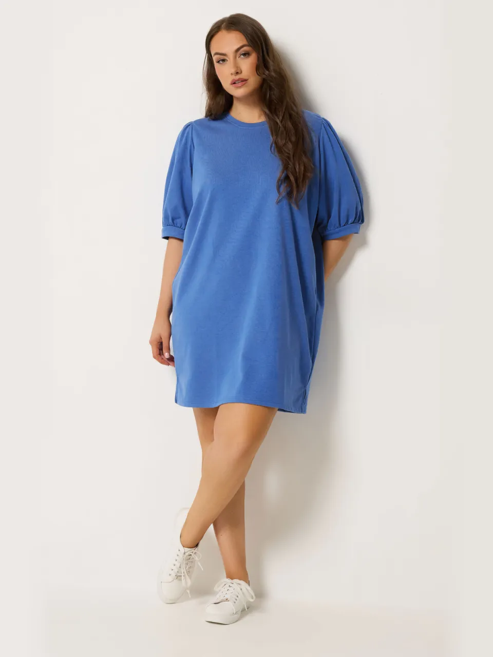Yours Blauwe Jurk Met Ballonmouwen Blue