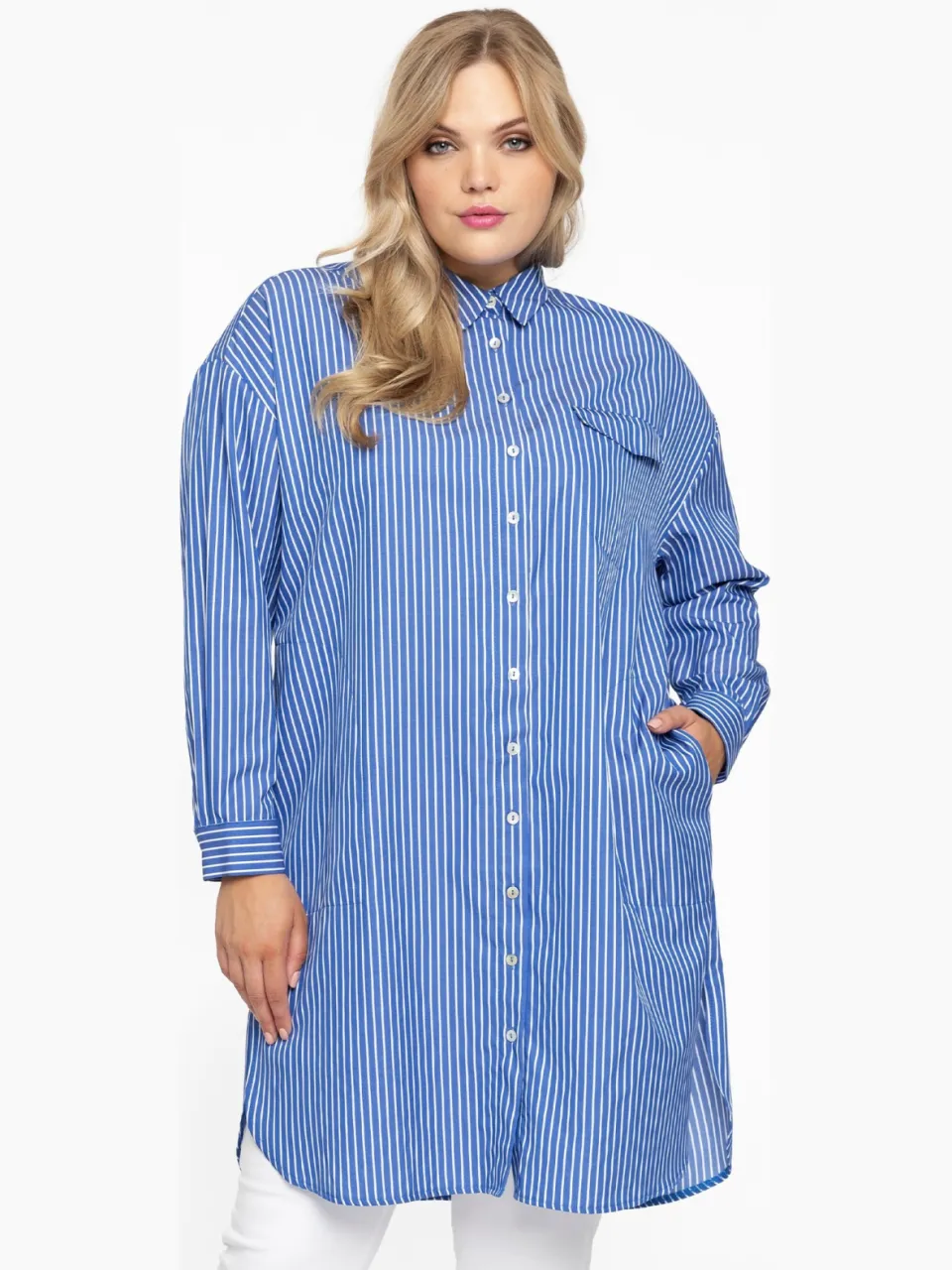 Yoek Blouse-jurk SMALL STRIPE | Blauw