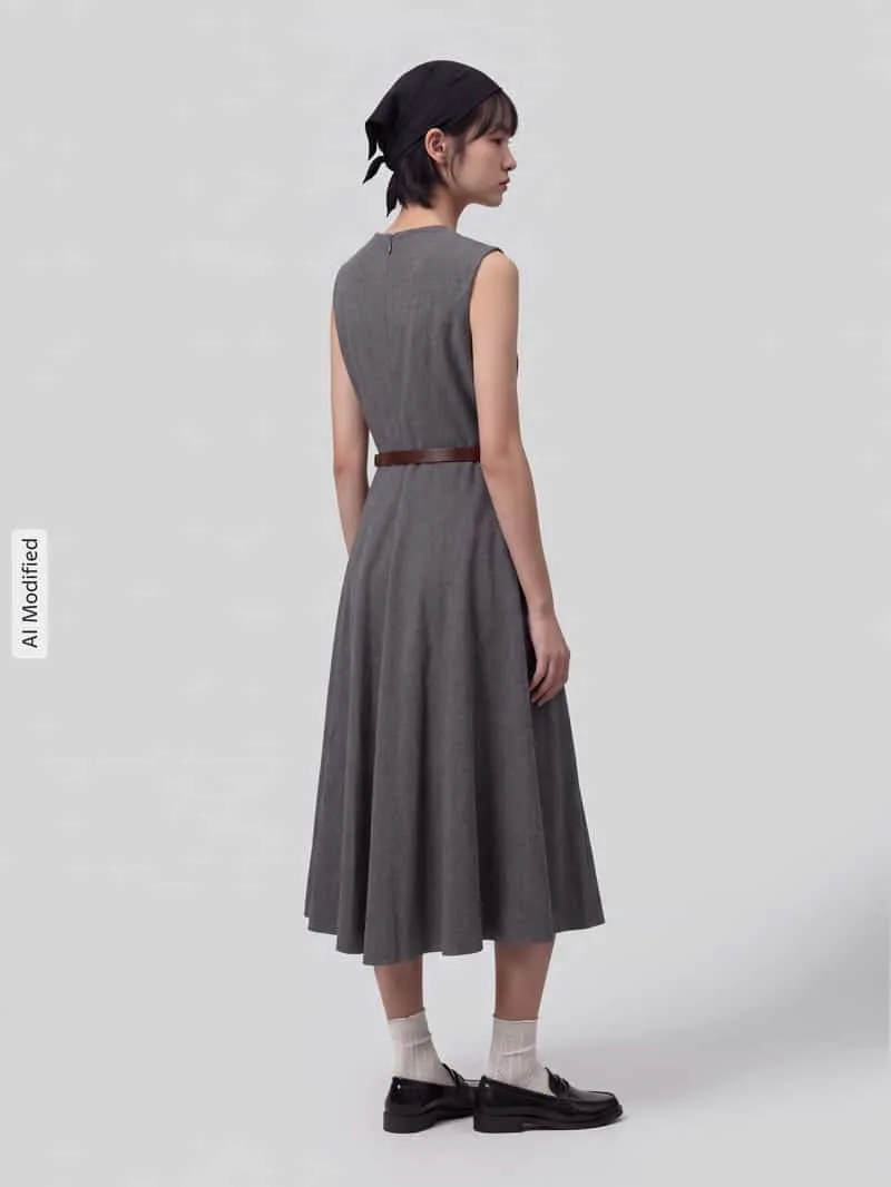 Jake*s Collection Midi-jurk op de taille donkergrijs, foto 3