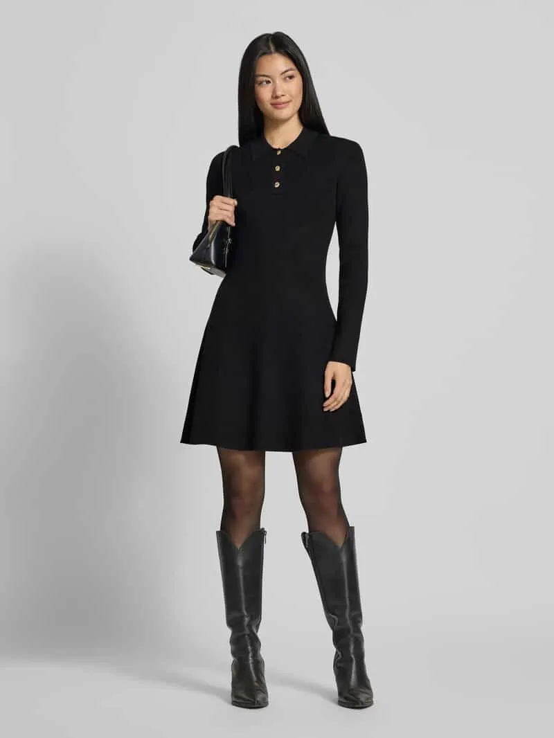 Jake*s Collection Getailleerde tricotjurk van viscosemix Zwart