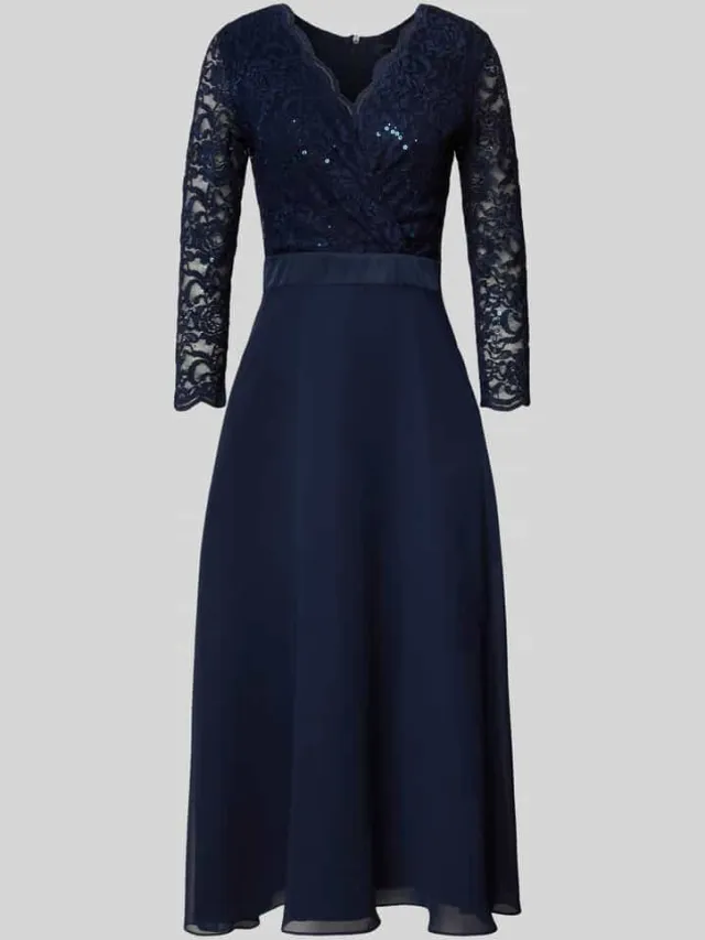 Swing Cocktailjurk met kant marineblauw, foto 2