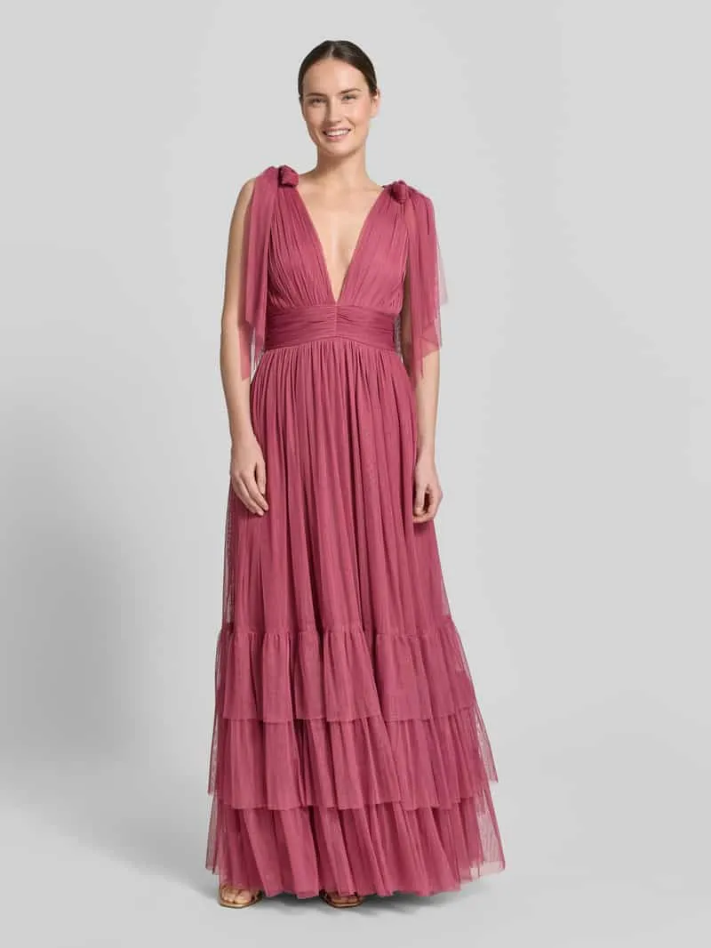 Lace & Beads Maxi-jurk in laagjeslook Felroze