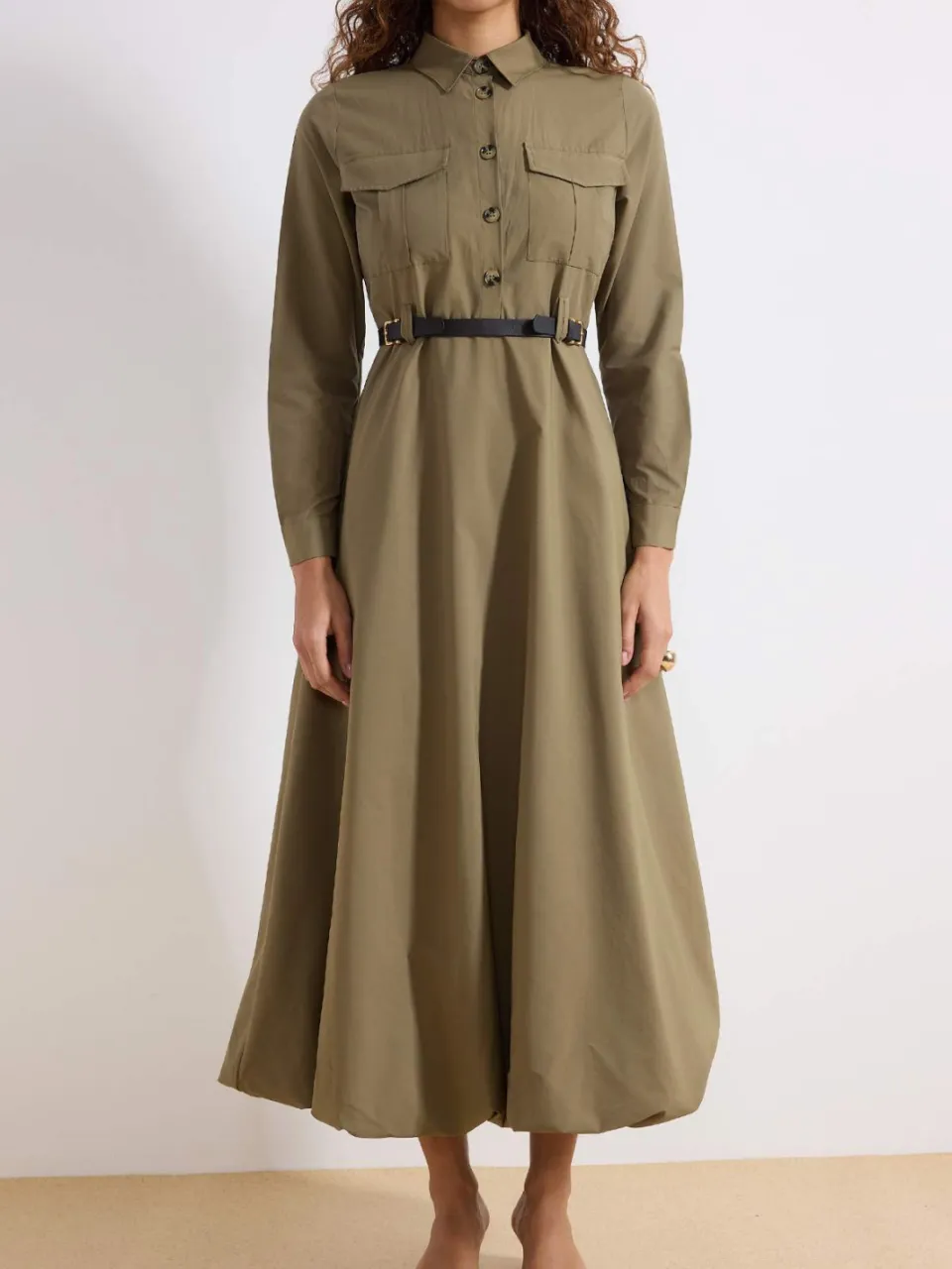 Turkishsouq Dames platte maxi lange casual/dagelijkse skater hijab jurk kaki, foto 2