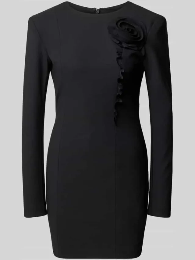 Rotate Slim Fit mini-jurk met florale garnering zwart, foto 2