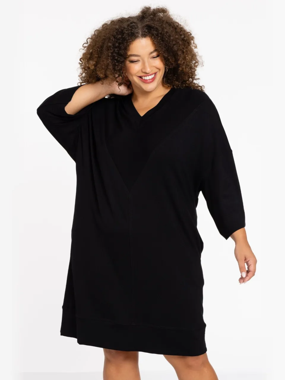 Yoek Sweater-jurk LOUNGE | Zwart, foto 2