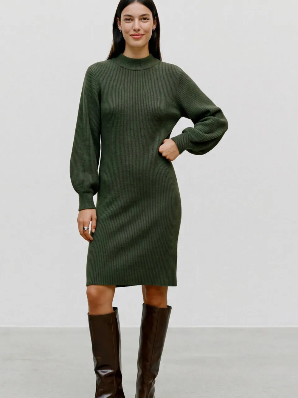 Vero Moda gebreide midi jurk - groen