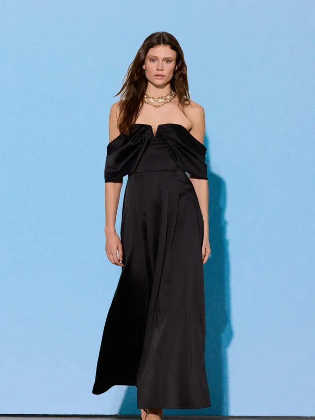 Trendyol TRENDYOLMİLLA Dames Zwart Effen Maxi Mouwloos Skater Avond & Gala Jurk