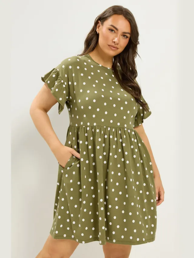 Yours Kakigroene Tuniekjurk Met Polkadots Green