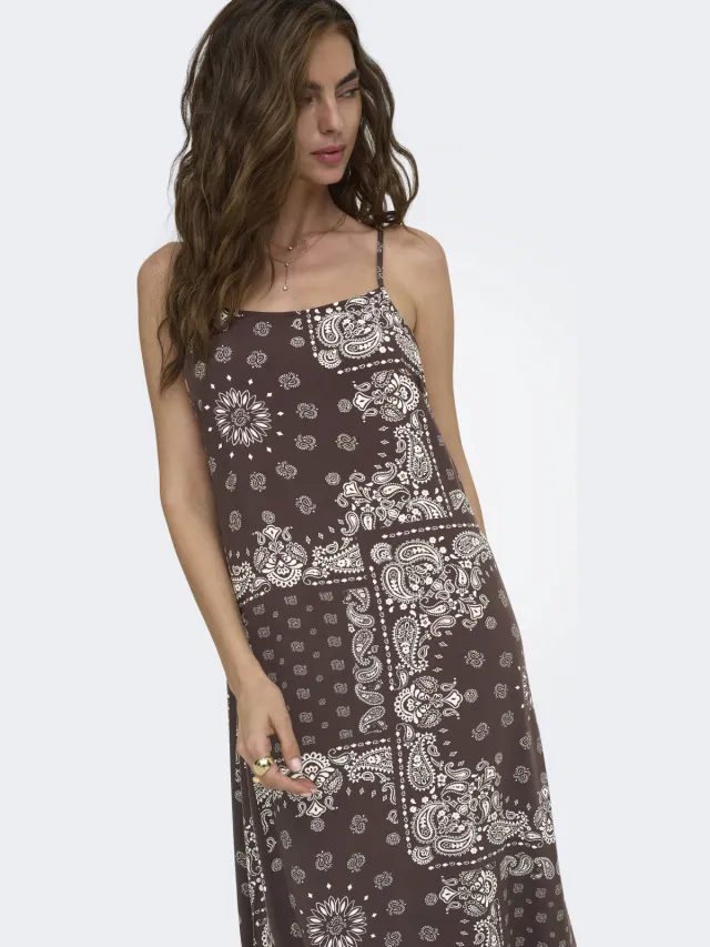 Only AMBEL maxi jurk bruin, foto 3