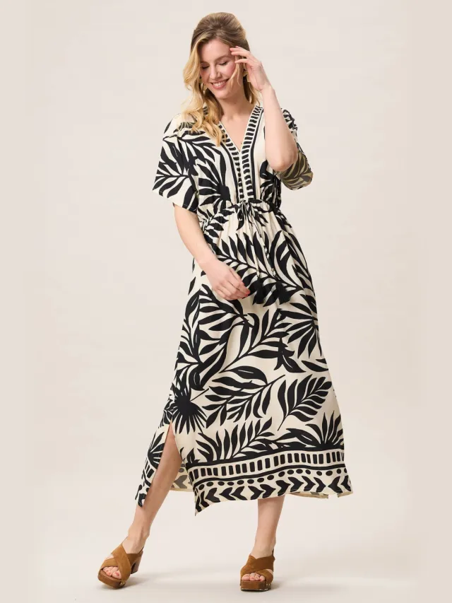 Miss Etam midi jurk zwart zwart / creme
