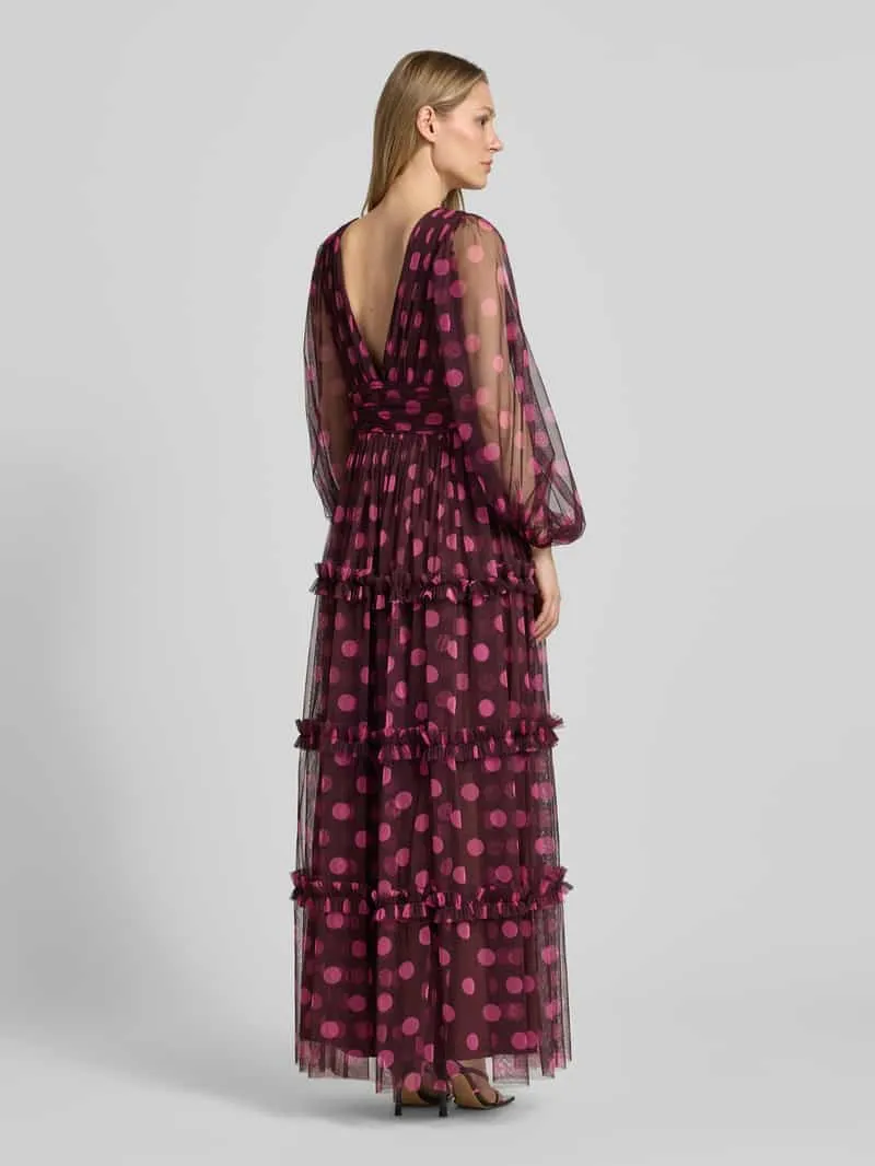 Lace & Beads maxi-jurk met diepe v-hals helder paars, foto 3