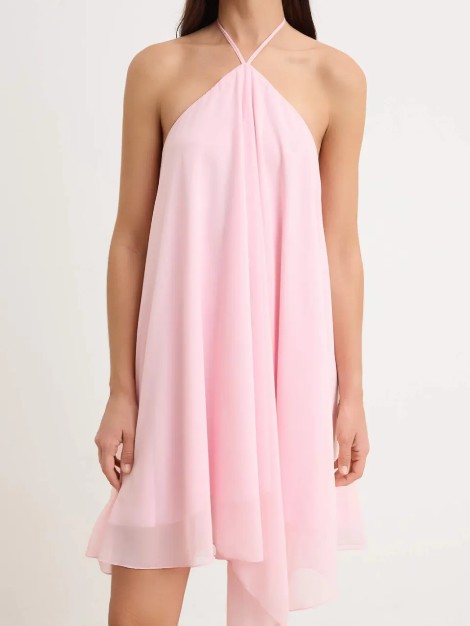 Trendyol TRENDYOLMİLLA Dames Roze Effen Kort / Mini Mouwloos Asymmetrisch Jurken, foto 2