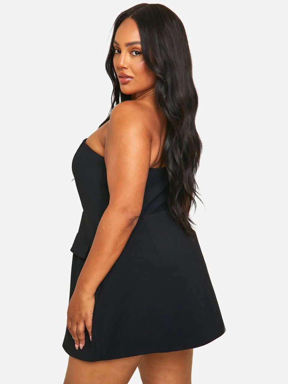 boohoo Dames Plus Gestructureerde Bandeau Mini-jurk zwart, foto 3