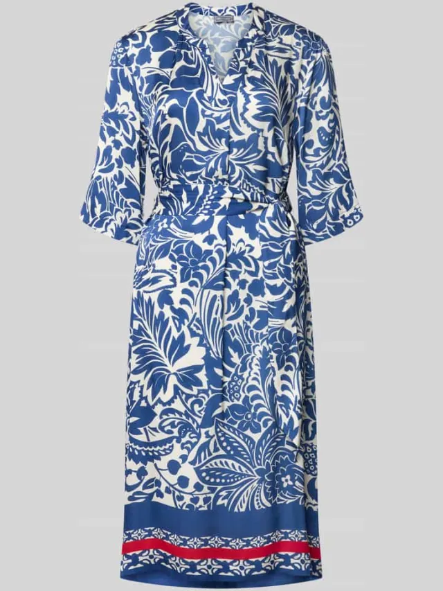 White Label Tuniekjurk van viscose met strikceintuur blauw, foto 2