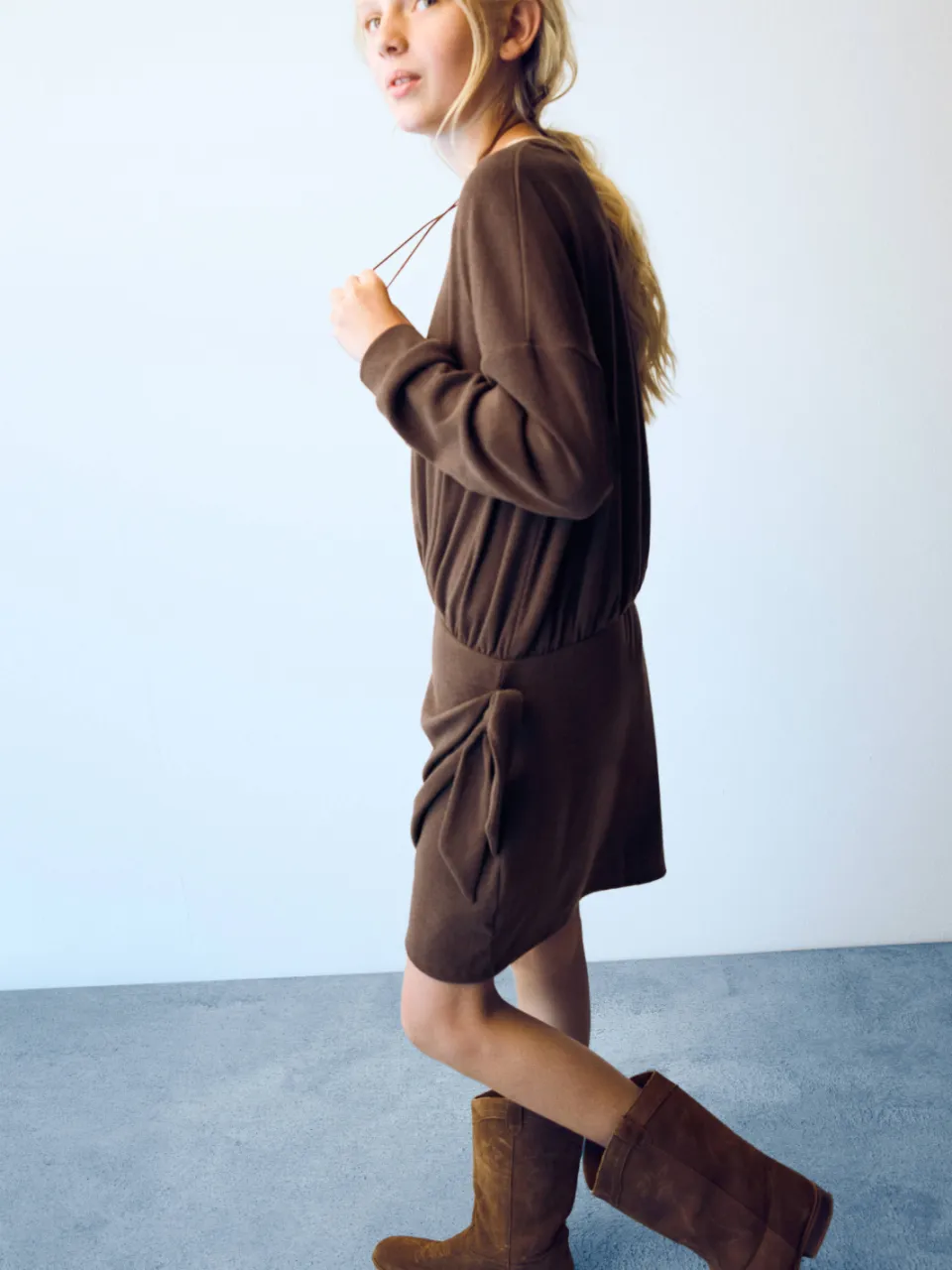 Mango Kids korte sweatjurk bruin, foto 4