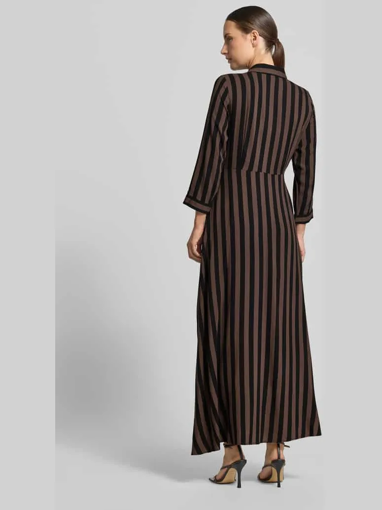 Yas Maxi-jurk van pure viscose model 'Savanna' Donkerbruin