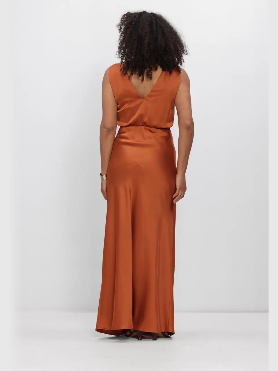 Dames Jurken Dante6-marcia Satin Maxi Dress - Oranje, foto 3