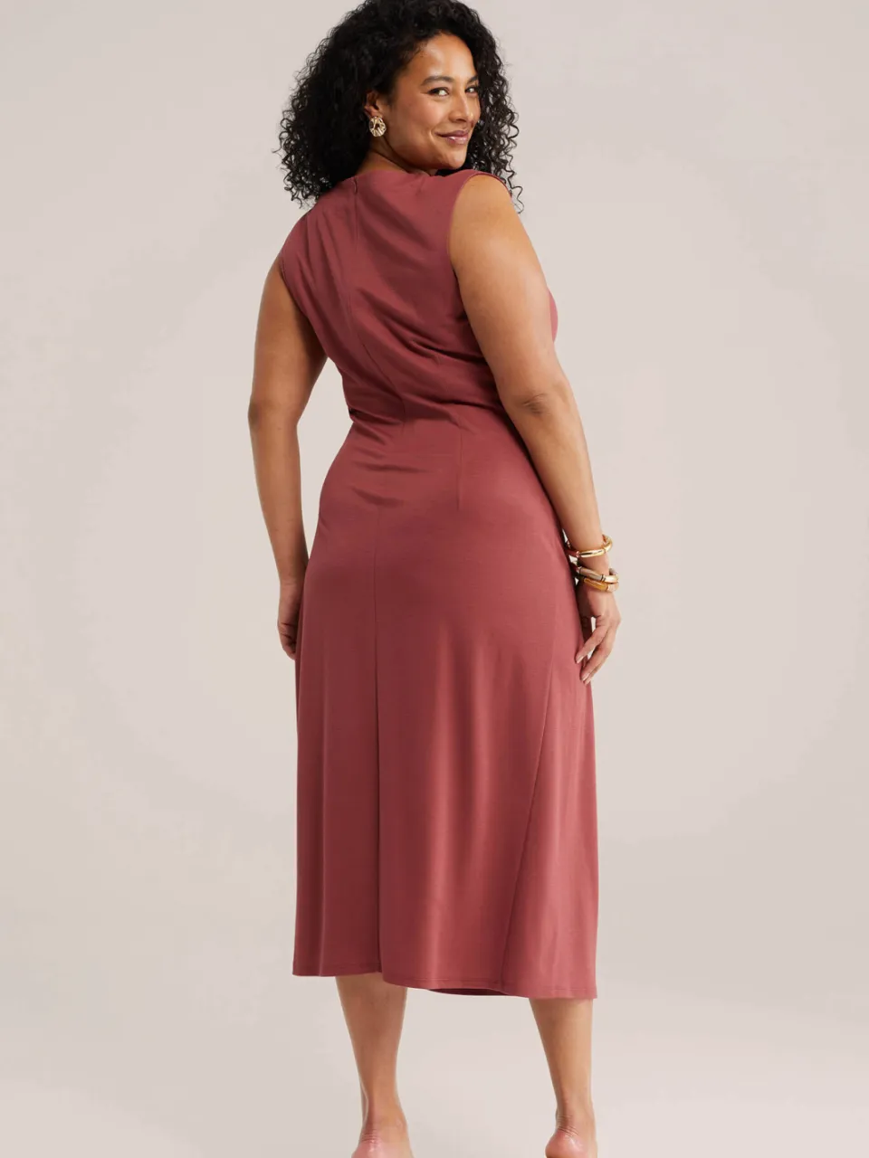 WE Fashion Curve midi jurk Plus Size - oudroze, foto 2