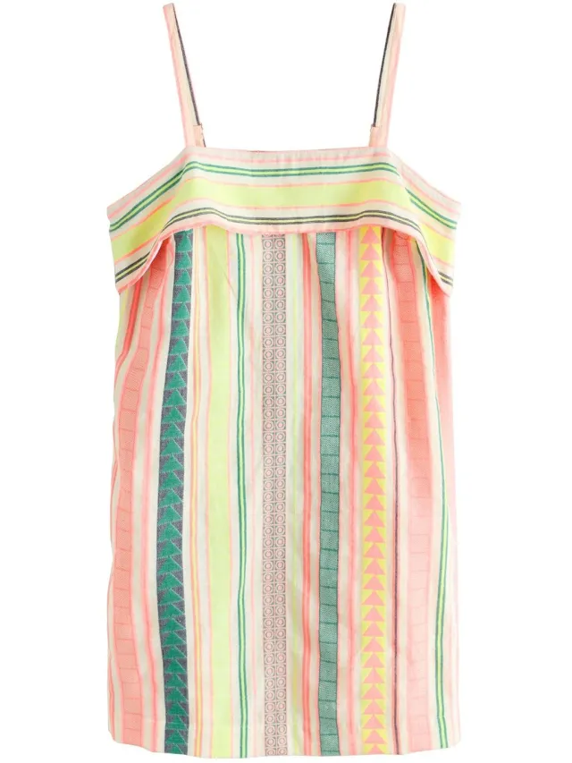 Next Dames - Petite minizomerjurk met omslagen en smalle bandjes - Petite - Roze Fluro Pink Stripe