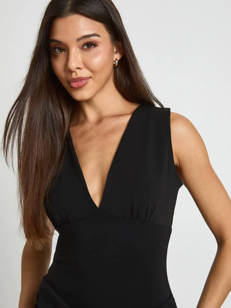 boohoo Dames Super Zachte Mini Jurk Met Draperende Voorkant zwart, foto 4