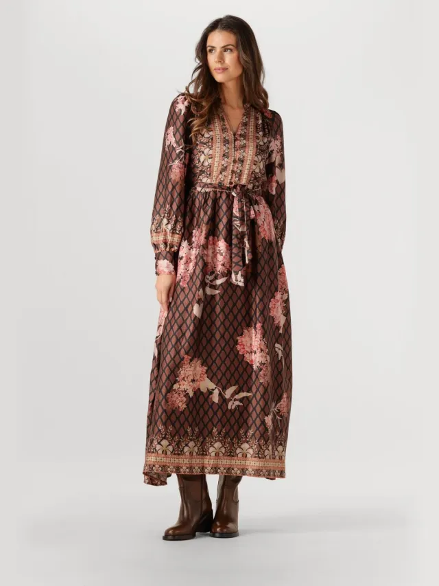 NEO NOIR Dames Jurken Nova Botanical Border Dress - Bruin