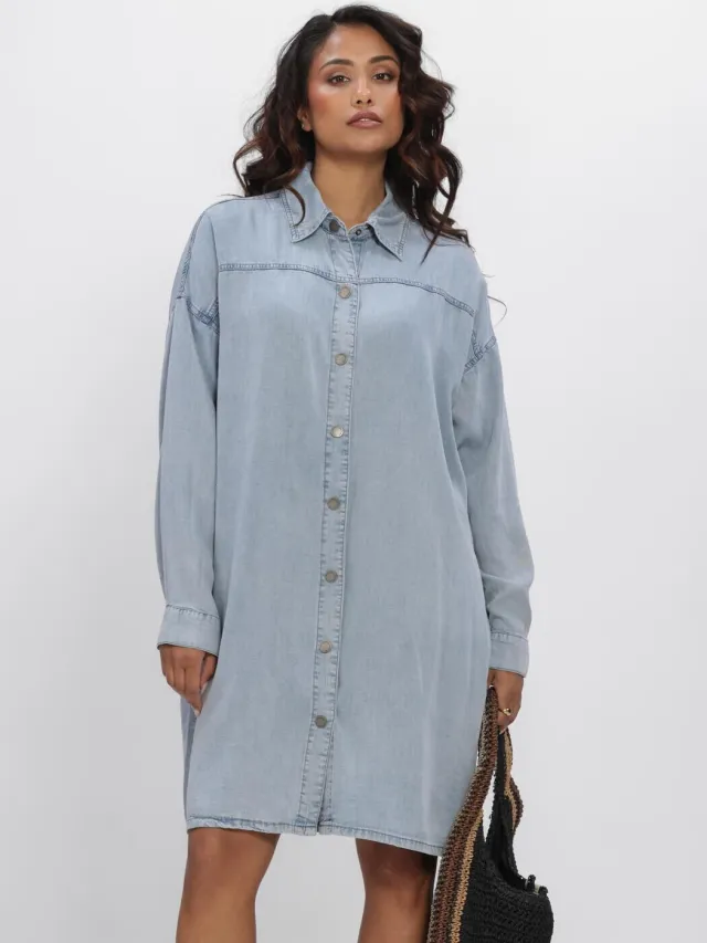 My Essential Wardrobe Dames Jurken Mwnelly Os Shirtdress - Lichtblauw