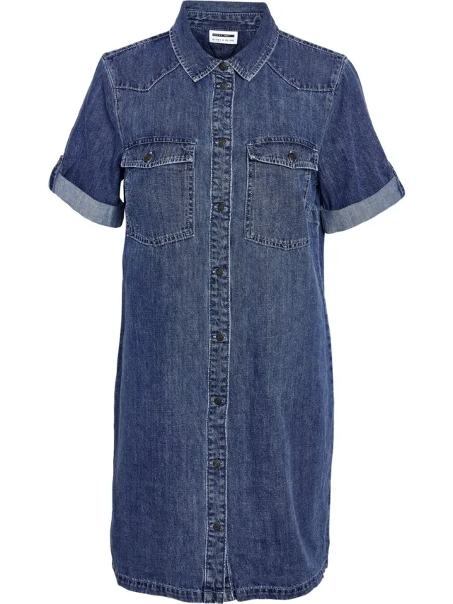 Noisy May New Signe Short Sleeve Dames Midi-jurk - blauw