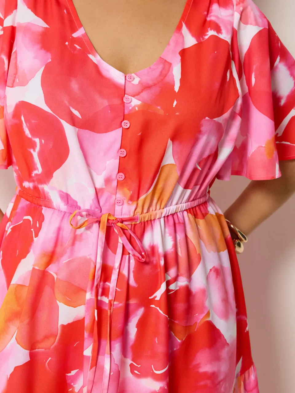 Yours Roze Gelaagde Jurk Met Bloemenprint, foto 4