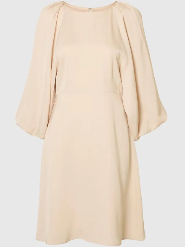 Selected Mini jurk Open rug Sandshell