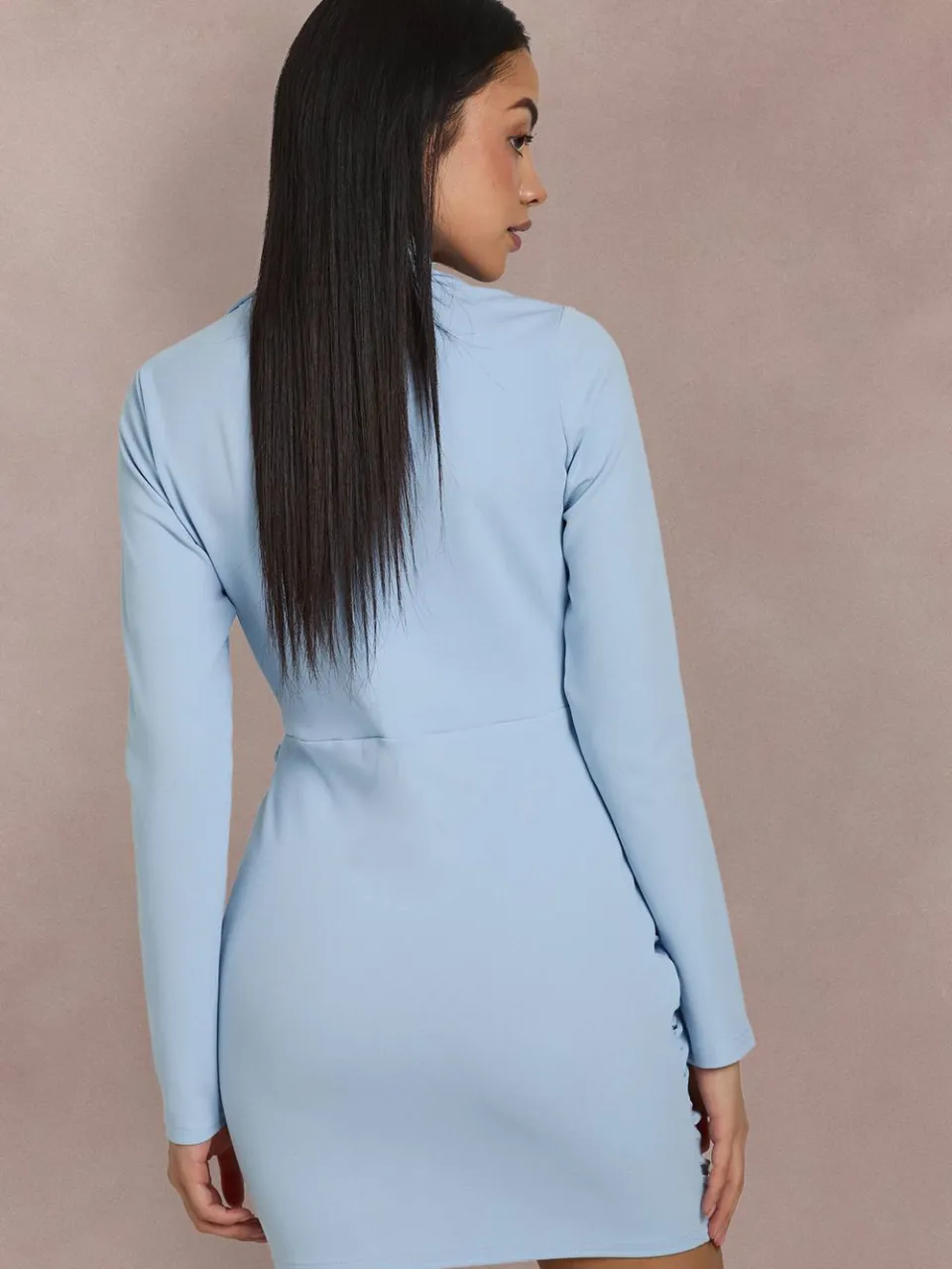 boohoo Dames Wikkel Blazerjurk Met Lange Mouwen pastelblauw, foto 3