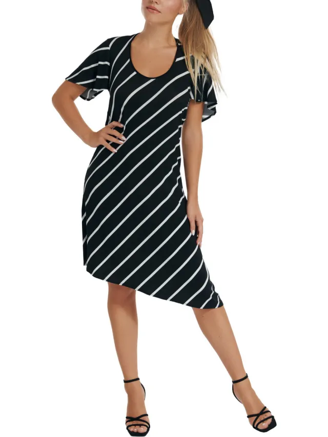 Lisca Jurk Lisca Asymmetrische zomerjurk met slipe mouwen Rhodes Zwart