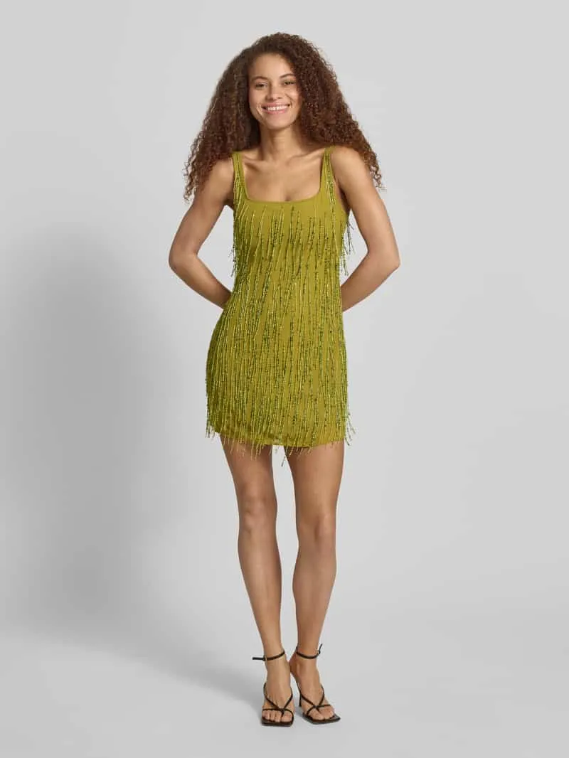 Topshop Mini-jurk met franjes model 'ELLEN' Groen gemêleerd