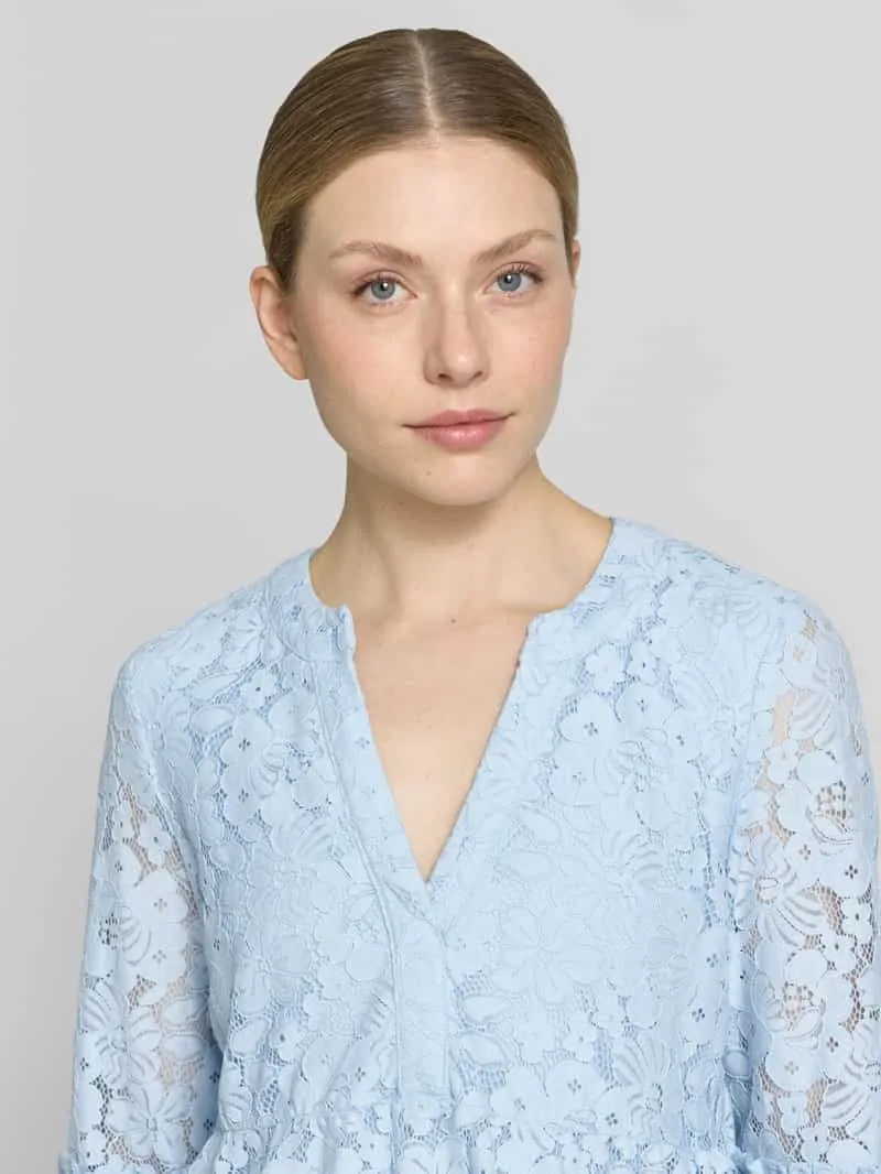 Vero Moda loose fit kanten jurk van katoenmix model 'HONEY' lichtblauw, foto 5